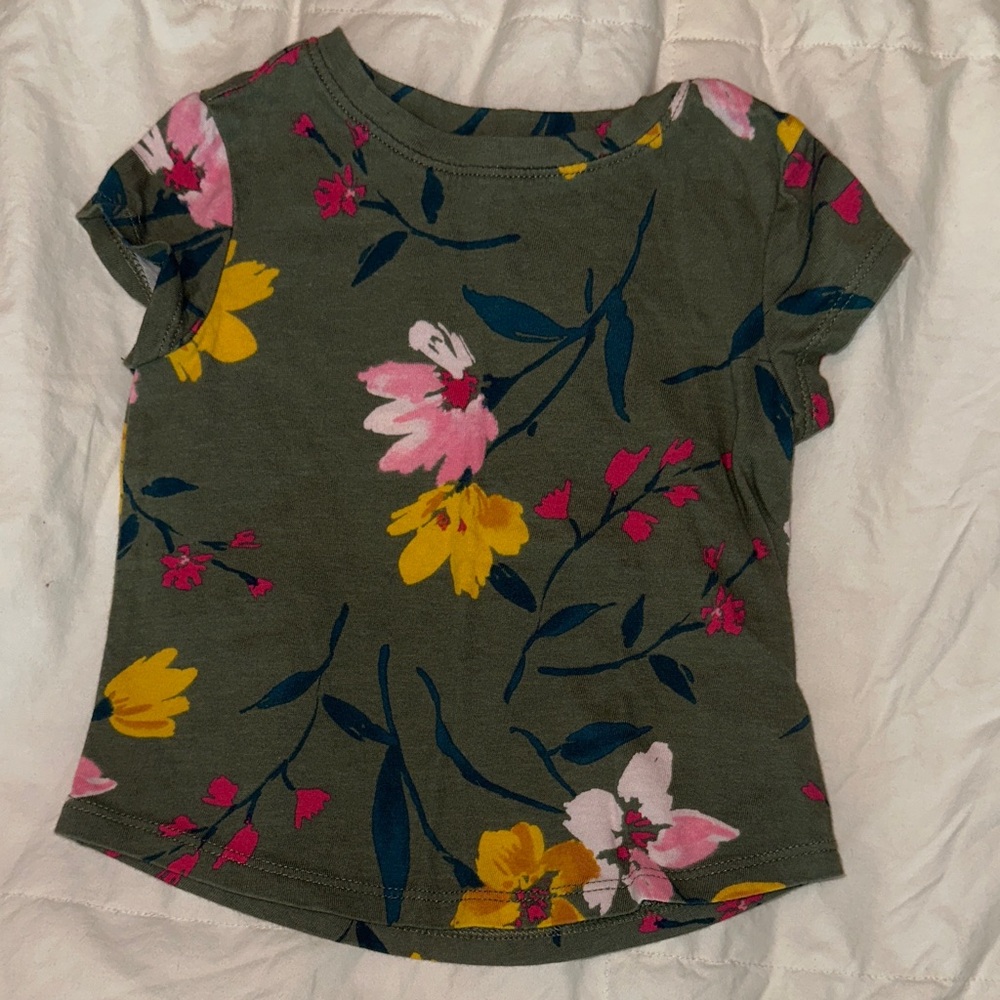 Old Navy Kids Floral Tee in Olive Green
